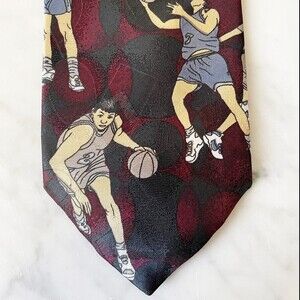 American Sports Basketball Players Men's Neck Tie-Burgundy Black Grey Blue White